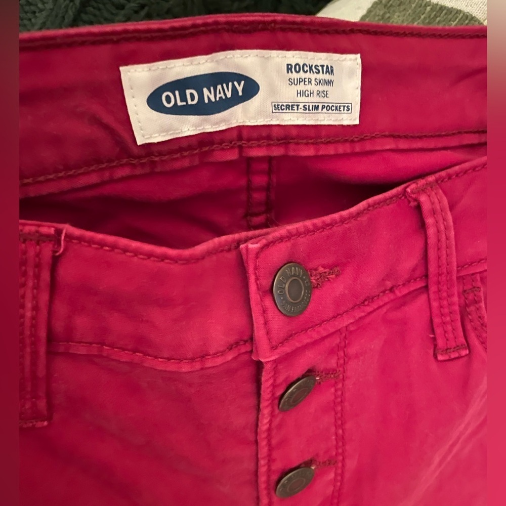 Old Navy Red High Rise Jeans Secret Slim Pockets Jeggings Rockstar Grunge Punk - Picture 2 of 6